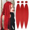 Braiding Hair Pre Stretched 24 inch 3 Packs Professional Yaki Synthetic Hot Water Easy To Install Hair for Braiding (Red#)