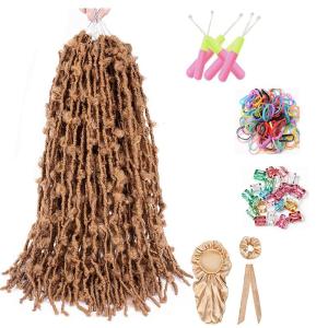 24inch Soft Locs Hair 6 Packs Pre-Looped Butterfly Faux Locs Crochet Hair Messy Soft Crochet Butterfly Locs Pre-twisted Faux Locs (6pcs #27)
