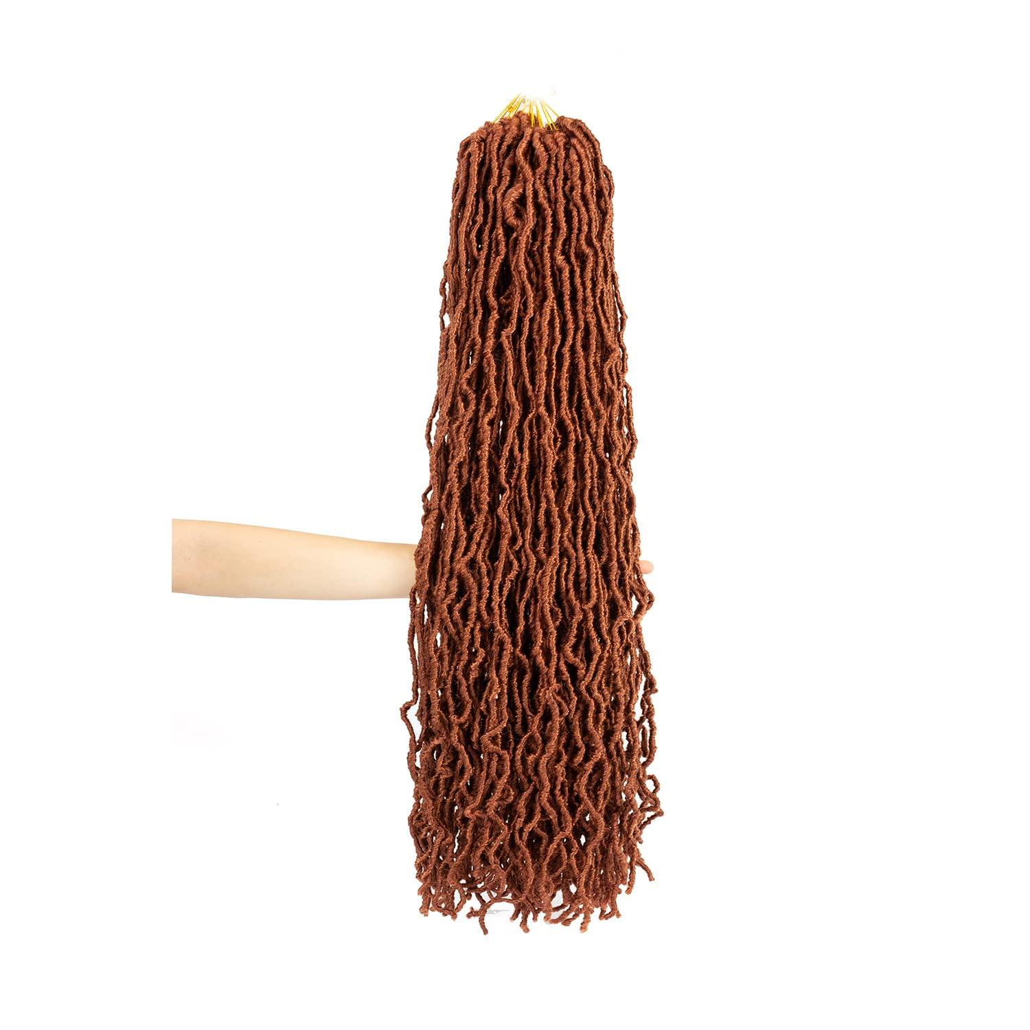 image24 inch Faux Locs Crochet Hair 2 packs Extensible Soft Locs Crochet Hair Copper Red PreLooped Synthetic Locs Curly Wavy Crochet Hair for Women24 Inch 350