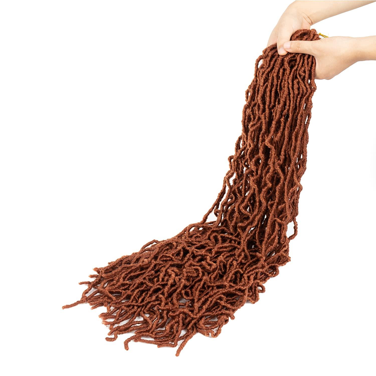 imageUbeleco 8 Packs 36 Inch Soft Locs Ginger Faux Locs Crochet Hair Extensible Curly Wavy Locs Crochet Hair Prelooped Synthetic Goddess Locs Crochet Hair for Women 36 inch8 packs350