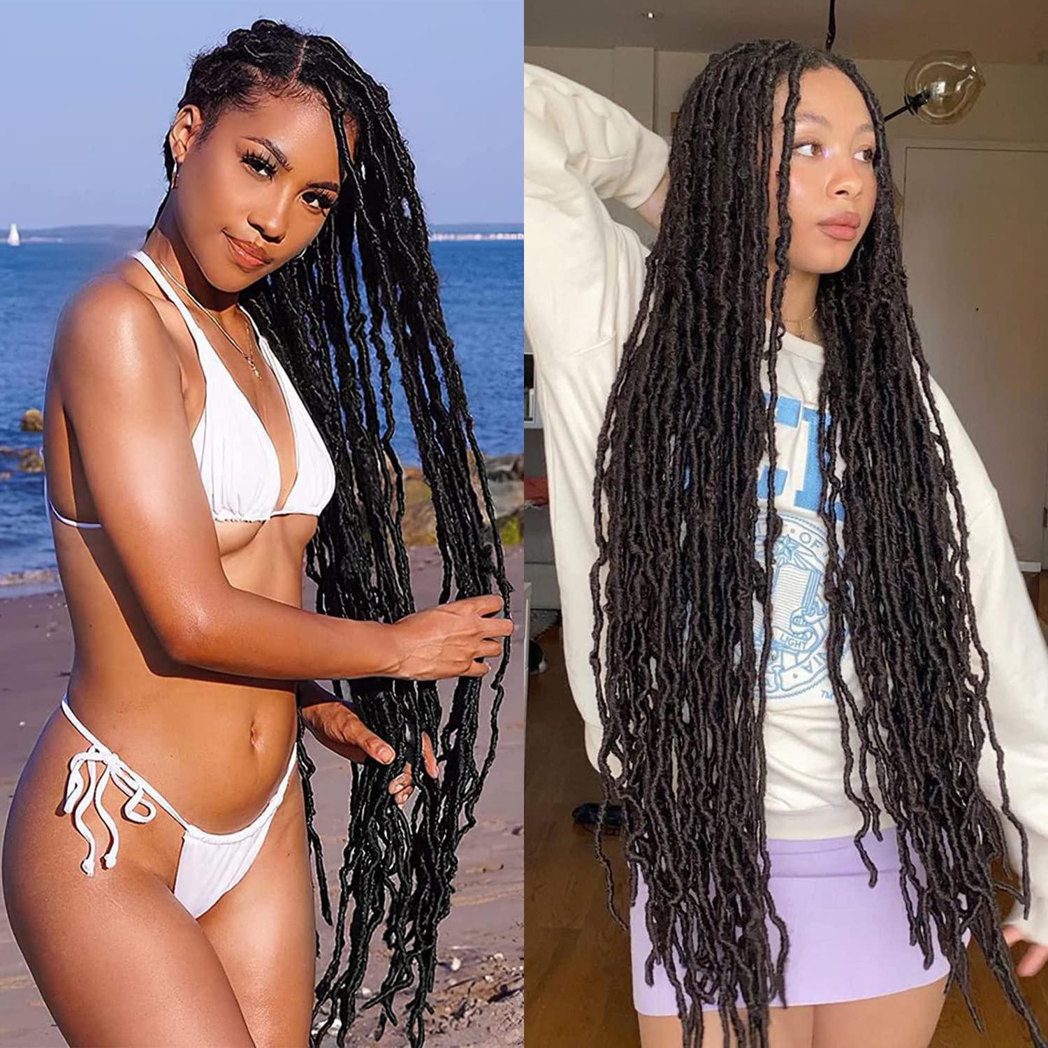 imageUbeleco 8 Packs 36 Inch Soft Locs Ginger Faux Locs Crochet Hair Extensible Curly Wavy Locs Crochet Hair Prelooped Synthetic Goddess Locs Crochet Hair for Women 36 inch8 packs350