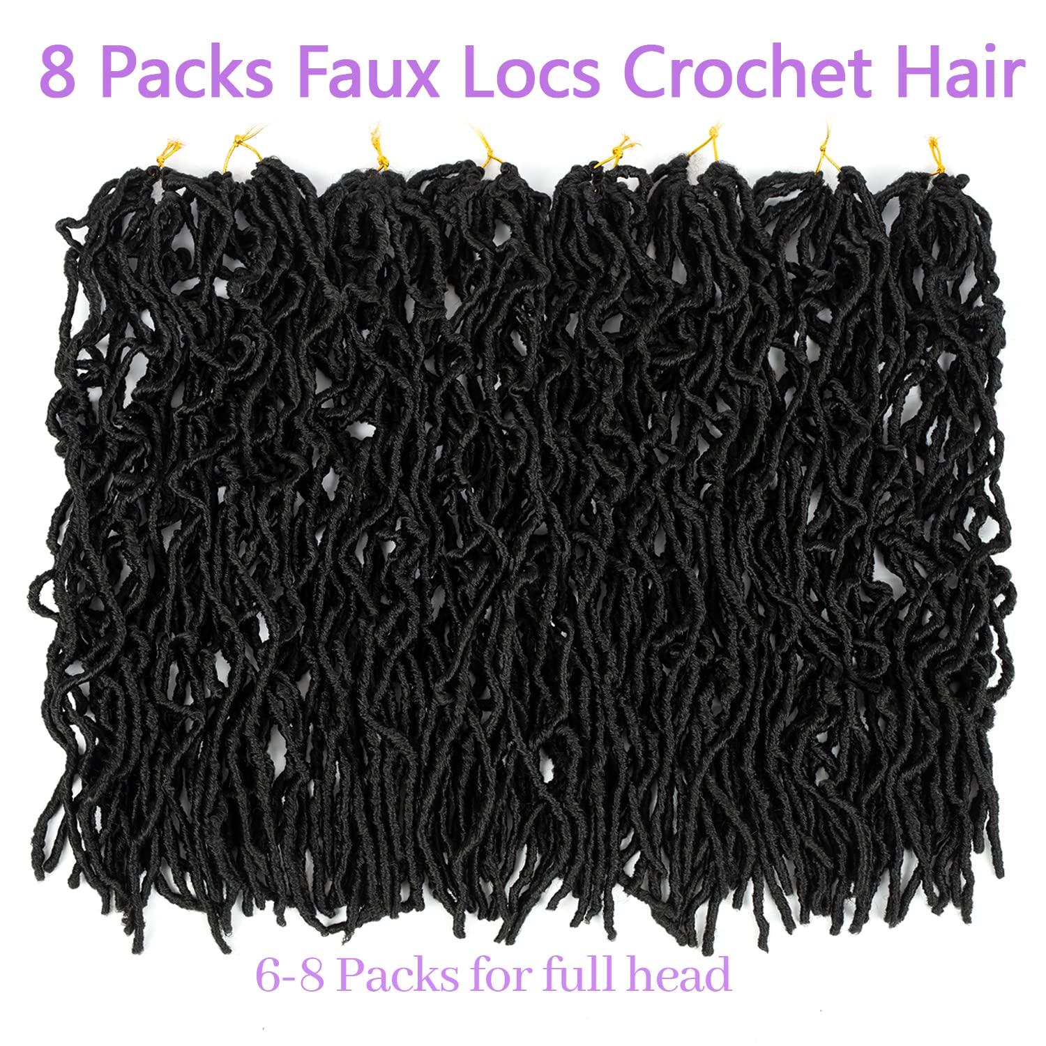 imageUbeleco 8 Packs Soft Locs Crochet Hair 36 Inch Black Faux Locs Crochet Hair Extensible Curly Wavy Locs Crochet Hair Prelooped Synthetic Goddess Locs Crochet Hair for Women 36 inch8 packs1B