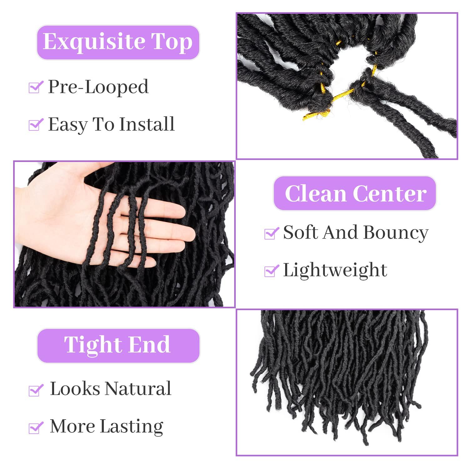 imageUbeleco 8 Packs Soft Locs Crochet Hair 36 Inch Black Faux Locs Crochet Hair Extensible Curly Wavy Locs Crochet Hair Prelooped Synthetic Goddess Locs Crochet Hair for Women 36 inch8 packs1B
