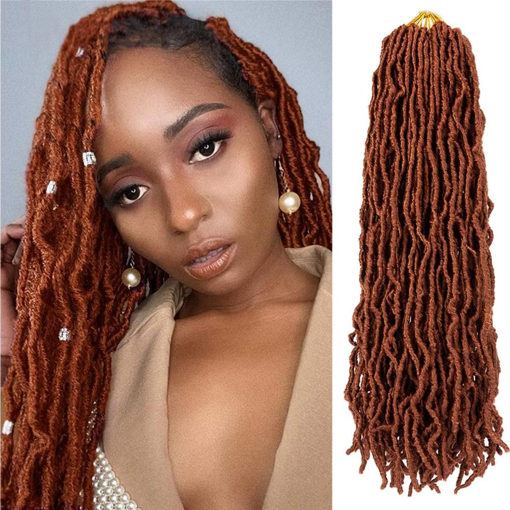 image24 inch Faux Locs Crochet Hair 2 packs Extensible Soft Locs Crochet Hair Copper Red PreLooped Synthetic Locs Curly Wavy Crochet Hair for Women24 Inch 350