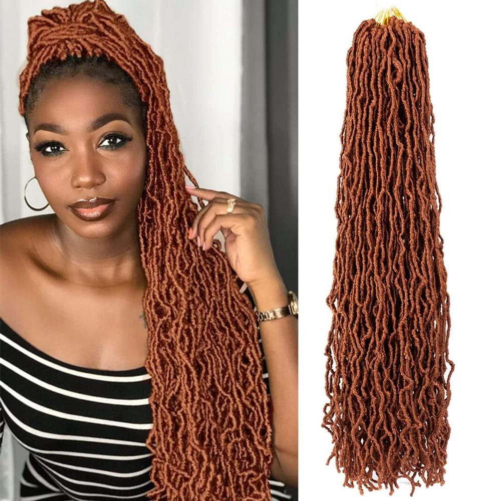 imageUbeleco 8 Packs 36 Inch Soft Locs Ginger Faux Locs Crochet Hair Extensible Curly Wavy Locs Crochet Hair Prelooped Synthetic Goddess Locs Crochet Hair for Women 36 inch8 packs350