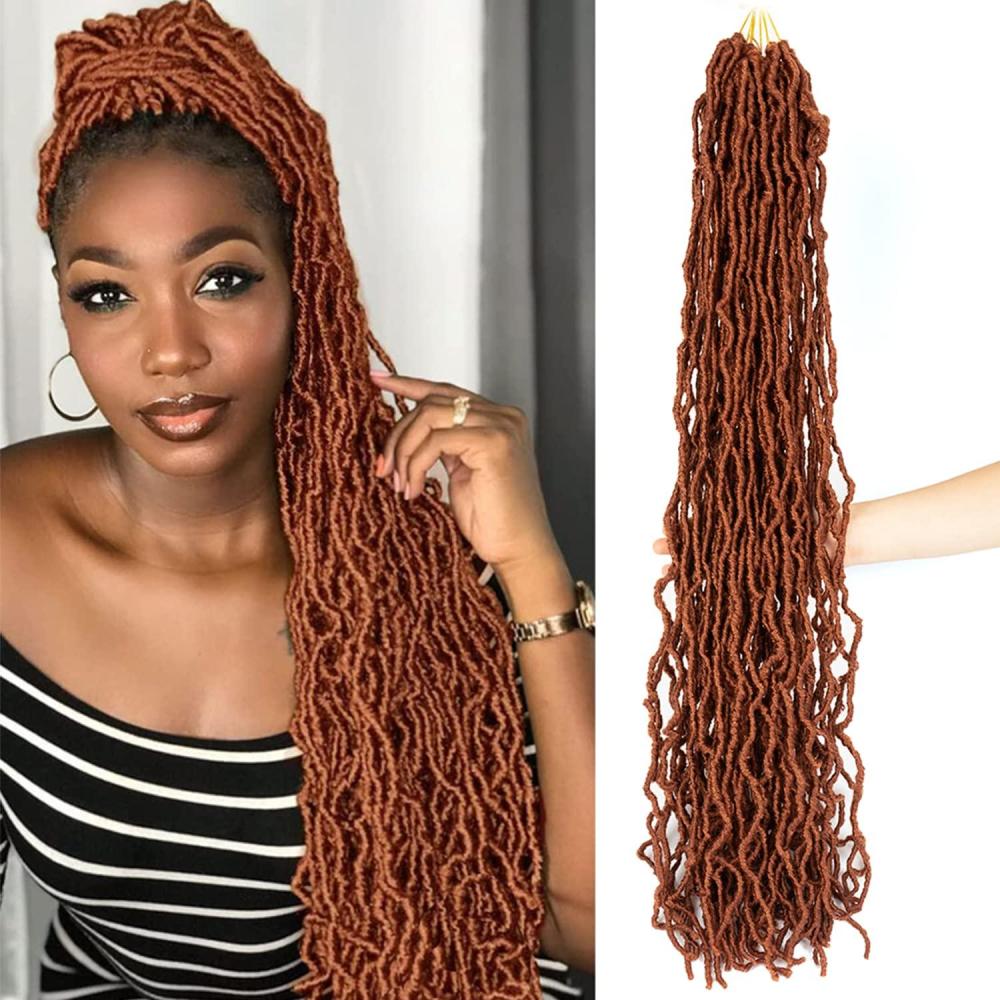 imageUbeleco Faux Locs Crochet Hair 36 inch Soft Locs Crochet Hair 2 packs Extensible Copper Red Pre Looped Locs Crochet Hair for Women36 Inch 350
