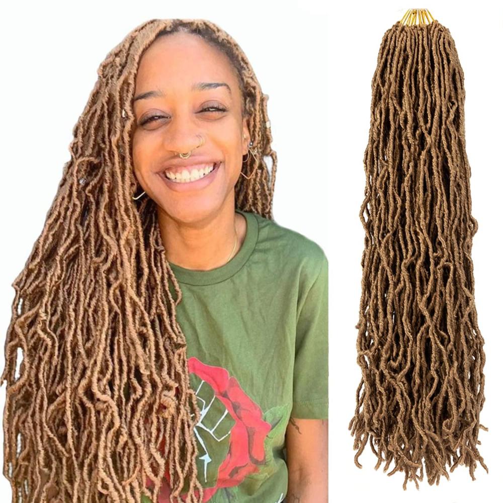 imageUbeleco Soft Locs 24 Inch Faux Locs Crochet Hair Honey Blonde 2 packs Pre Looped Synthetic Locs Crochet Hair for Women24 Inch 27