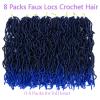 36 Inch Faux Locs Crochet Hair, 8 Packs Blue Soft Locs Extensible Pre-looped Curly Wavy Goddess Locs Crochet Hair For Women Synthetic Locs Crochet Hair Extension (36 Inch(8 packs), 1B/Blue#)