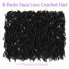 8 packs Faux Locs Crochet Hair, Black Soft Locs 24 inch Extensible Locs Crochet Hair Pre-looped Curly Wavy Synthetic Goddess Locs Crochet Hair for Women Soft Locs Crochet Hair (24 inch(8 packs),1B)