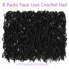 Ubeleco 8 Packs Soft Locs Crochet Hair, 36 Inch Black Faux Locs Crochet Hair Extensible Curly Wavy Locs Crochet Hair Pre-looped Synthetic Goddess Locs Crochet Hair for Women (36 inch(8 packs),1B)