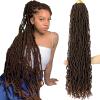 36 inch Faux Locs Crochet Hair, Ombre Brown Soft Locs Crochet Hair 4 packs Extensible Curly Wavy Locs Crochet Hair for Women Pre-Looped Synthetic Goddess Locs Crochet Hair (36 inch(4 packs),1B/30)