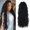 8 packs Faux Locs Crochet Hair, Black Soft Locs 24 inch Extensible Locs Crochet Hair Pre-looped Curly Wavy Synthetic Goddess Locs Crochet Hair for Women Soft Locs Crochet Hair (24 inch(8 packs),1B)