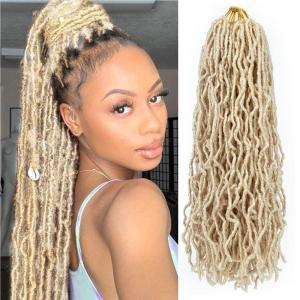 24 Inch Faux Locs Crochet Hair, 8 Packs Bleached Blonde Soft Locs Extensible Pre-looped Curly Wavy Locs Crochet Hair For Women Synthetic Goddess Locs Crochet Hair Extension (24 Inch(8 packs), 613#)