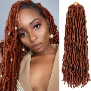 24 inch Faux Locs Crochet Hair, 2 packs Extensible Soft Locs Crochet Hair Copper Red Pre-Looped Synthetic Locs Curly Wavy Crochet Hair for Women(24 Inch, 350#)