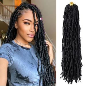 Ubeleco 24 inch Faux Locs Crochet Hair,2 packs New Soft Locs Crochet Hair Pre Looped Synthetic Locs Crochet Hair for Women (24 inch,1B)