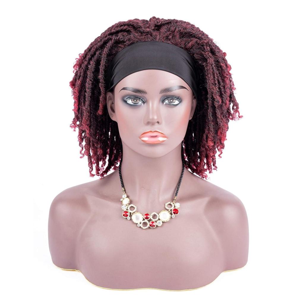 imageDreadlock Wig Short Braid Headband Wig Twist Wigs for Black Women Braided Synthetic Wig Crochet Hair Wig 1BBUG