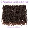 18 inch Faux Locs Crochet Hair,8 packs Ombre Brown Soft Locs Crochet Hair Extensible Curly Wavy Goddess Locs Crochet Hair for Women Pre-Looped Synthetic Crochet Braids (18 inch(8 packs),1B/30)