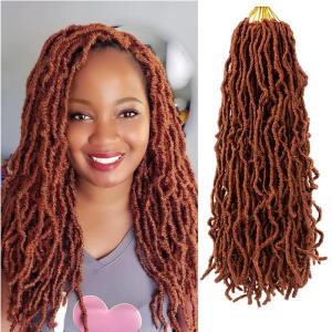 18 inch Ginger Faux Locs Crochet Hair,8 packs 350# Soft Locs Crochet Hair Extensible Curly Wavy Goddess Locs Crochet Hair for Women Pre Looped Synthetic Crochet Braids (18 inch(8 packs),350#)
