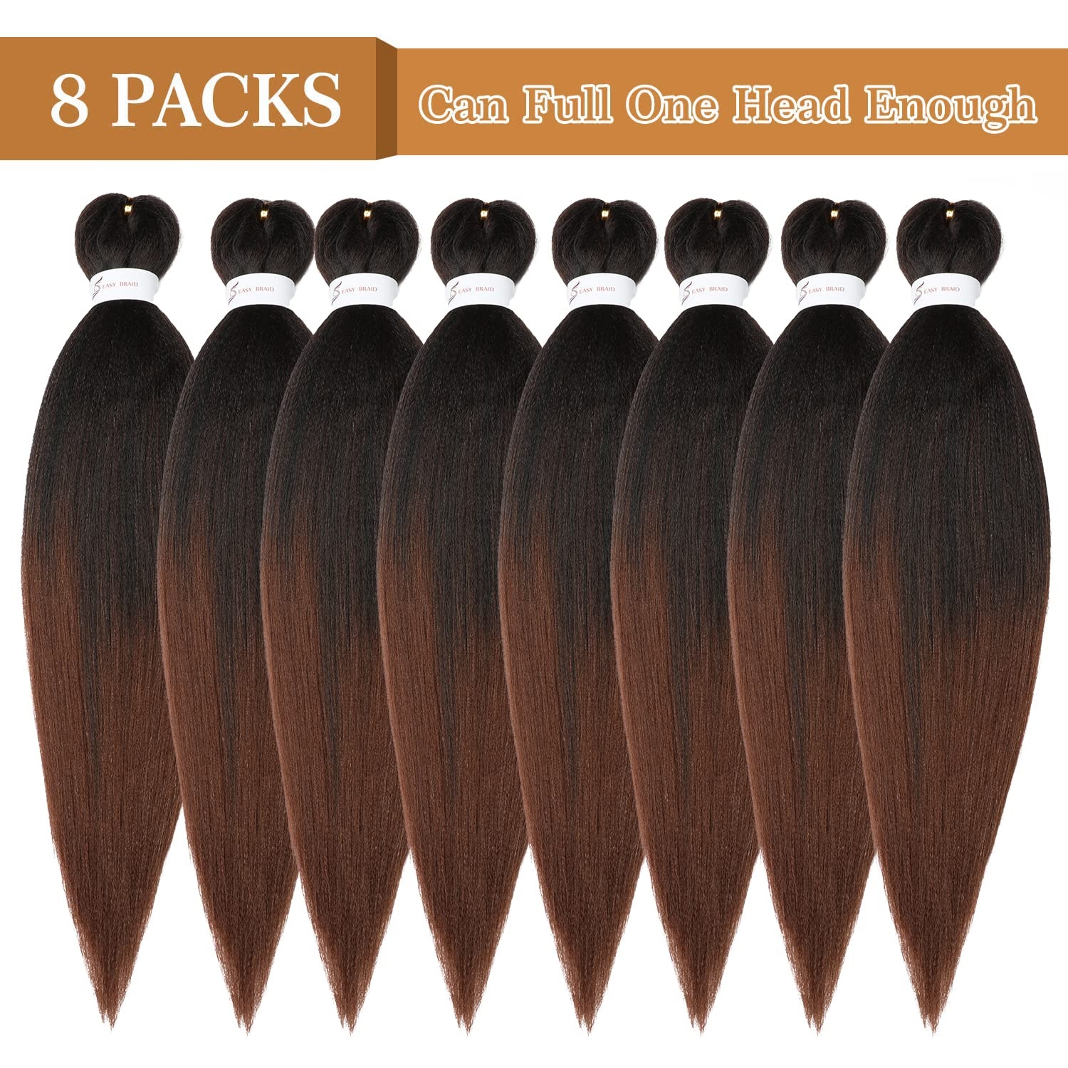 image:imageBraiding Hair Pre Stretched 24 inch 3 Packs Professional Yaki Synthetic Hot Water Easy To Install Hair for Braiding 1B271B30