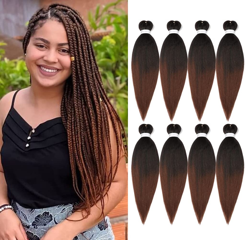 image:imageBraiding Hair Pre Stretched 24 inch 3 Packs Professional Yaki Synthetic Hot Water Easy To Install Hair for Braiding 1B271B30