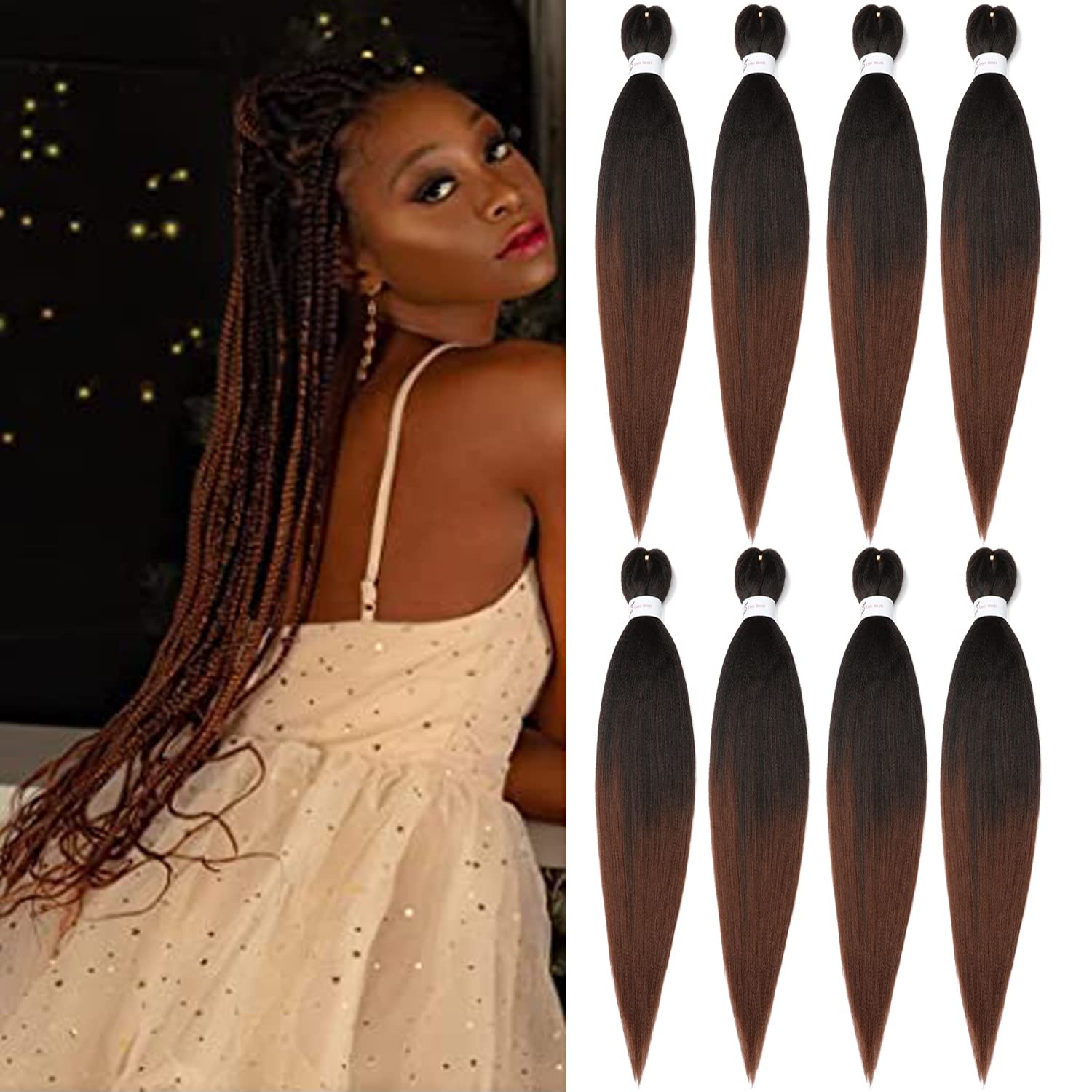 image:imageBraiding Hair Pre Stretched 24 inch 3 Packs Professional Yaki Synthetic Hot Water Easy To Install Hair for Braiding 1B271B30