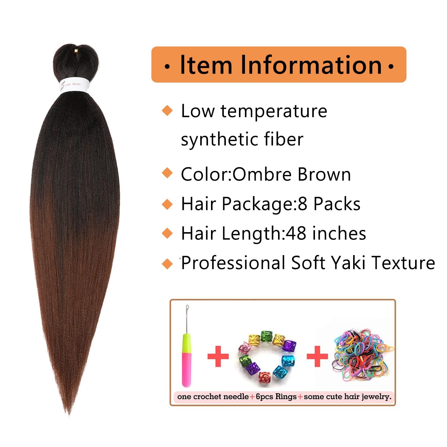 image:imageBraiding Hair Pre Stretched 24 inch 3 Packs Professional Yaki Synthetic Hot Water Easy To Install Hair for Braiding 1B271B30