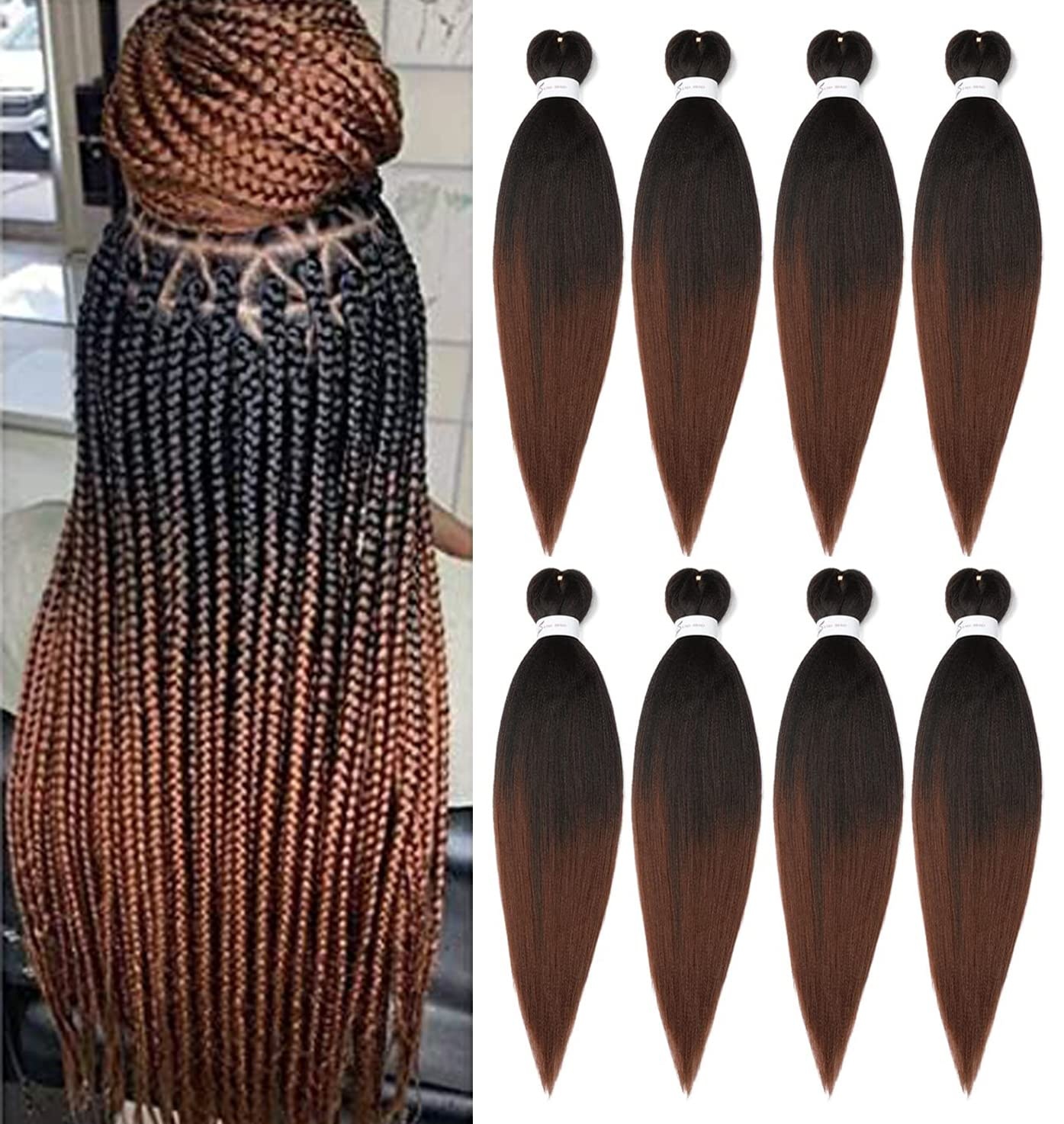image:imageBraiding Hair Pre Stretched 24 inch 3 Packs Professional Yaki Synthetic Hot Water Easy To Install Hair for Braiding 1B271B30
