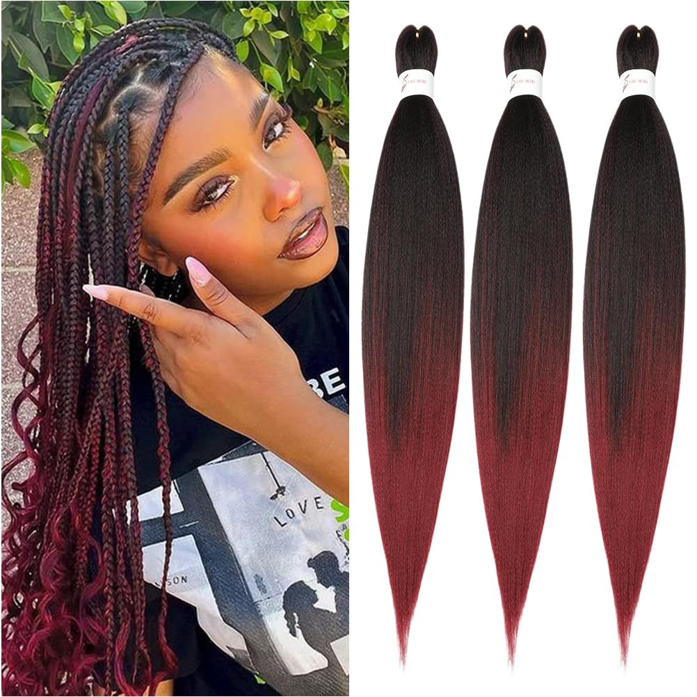 image:imageBraiding Hair Pre Stretched 24 inch 3 Packs Professional Yaki Synthetic Hot Water Easy To Install Hair for Braiding 1B271B900