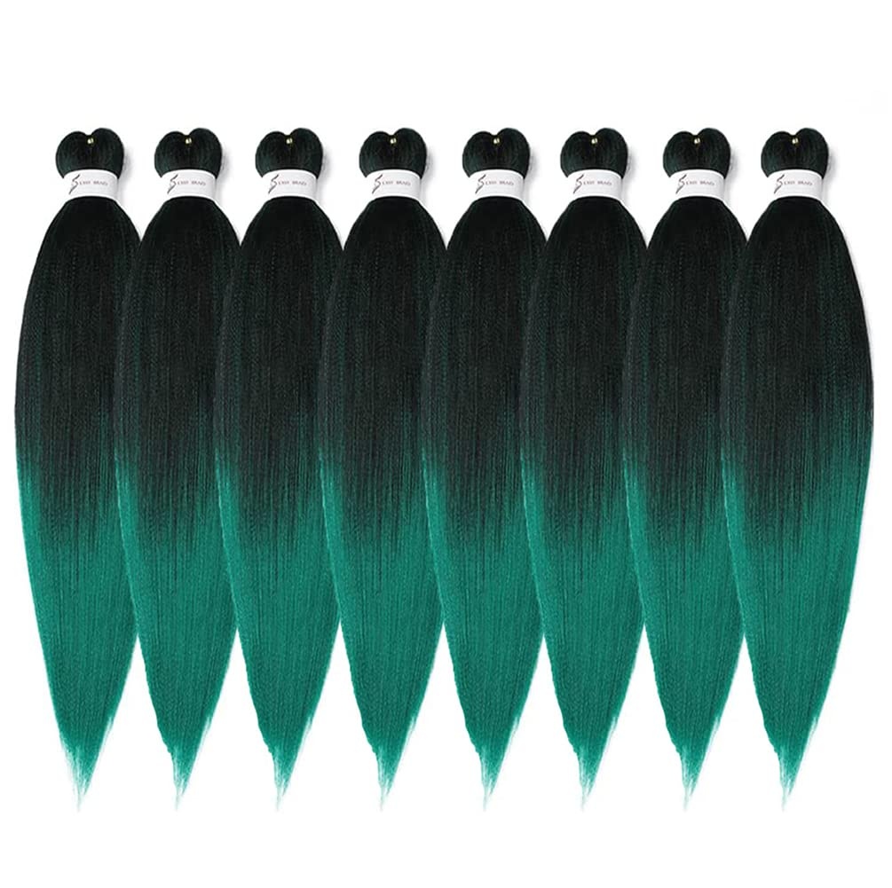 image:imageBraiding Hair Pre Stretched 24 inch 3 Packs Professional Yaki Synthetic Hot Water Easy To Install Hair for Braiding 1B271BGreen