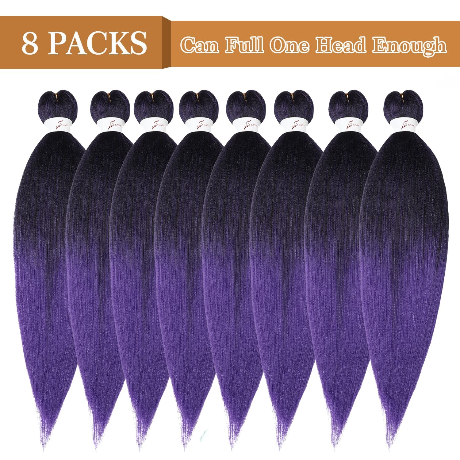 image:imageBraiding Hair Pre Stretched 24 inch 3 Packs Professional Yaki Synthetic Hot Water Easy To Install Hair for Braiding 1B271BPurple