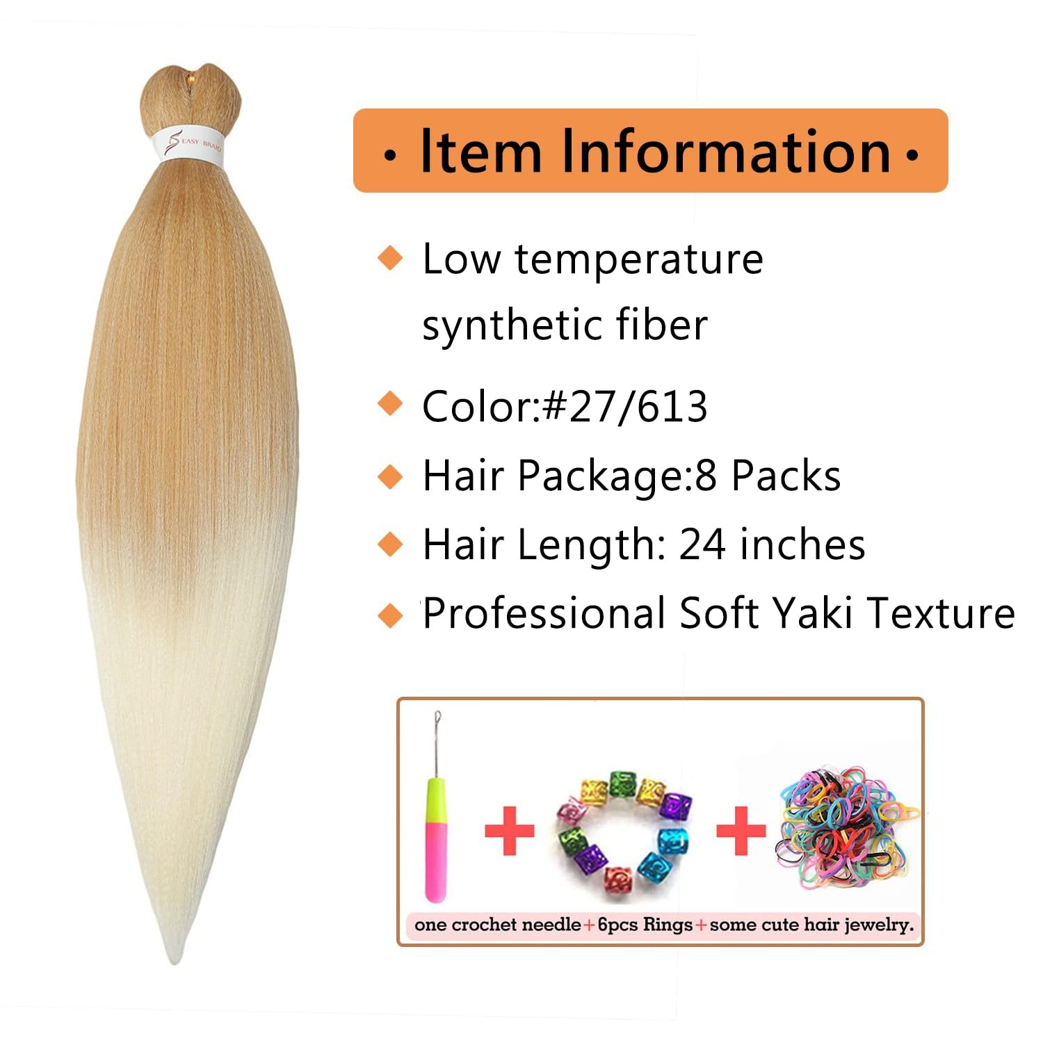 image:imageBraiding Hair Pre Stretched 24 inch 3 Packs Professional Yaki Synthetic Hot Water Easy To Install Hair for Braiding 1B2727613