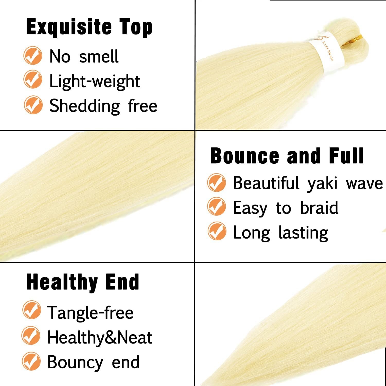 image:imageBraiding Hair Pre Stretched 24 inch 3 Packs Professional Yaki Synthetic Hot Water Easy To Install Hair for Braiding 1B27613