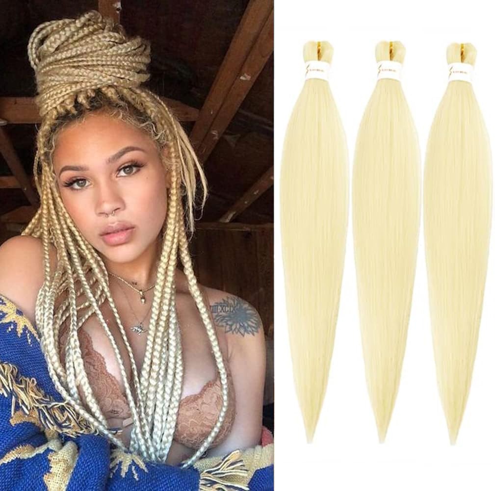 image:imageBraiding Hair Pre Stretched 24 inch 3 Packs Professional Yaki Synthetic Hot Water Easy To Install Hair for Braiding 1B27613