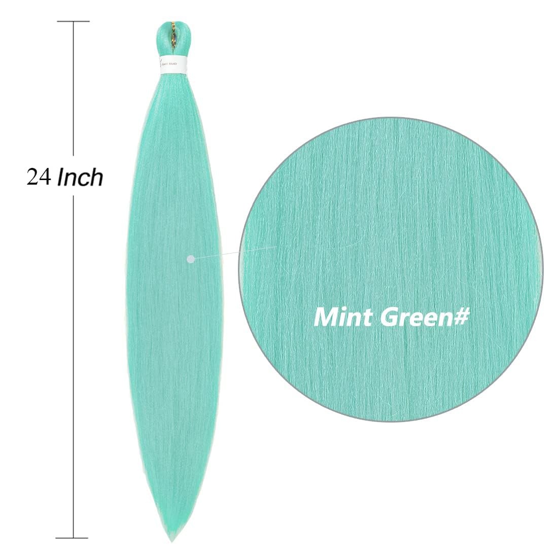 image:imageBraiding Hair Pre Stretched 24 inch 3 Packs Professional Yaki Synthetic Hot Water Easy To Install Hair for Braiding 1B27Mint Green