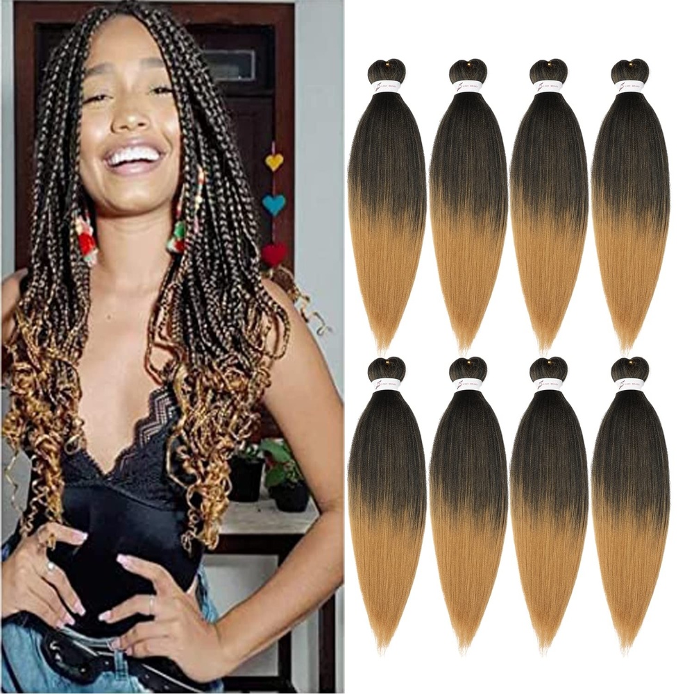 image:imageBraiding Hair Pre Stretched 24 inch 3 Packs Professional Yaki Synthetic Hot Water Easy To Install Hair for Braiding 1B271B27
