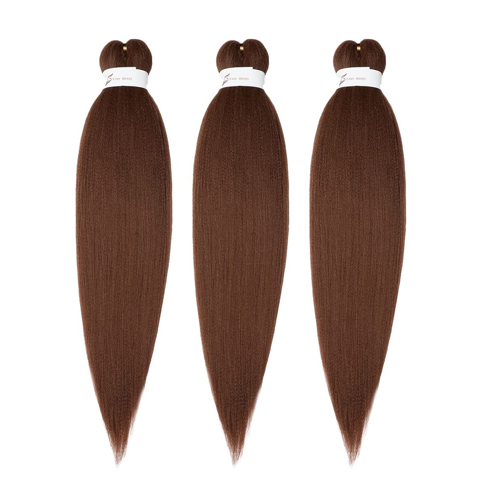 image:imageBraiding Hair Pre Stretched 24 inch 3 Packs Professional Yaki Synthetic Hot Water Easy To Install Hair for Braiding 1B2730