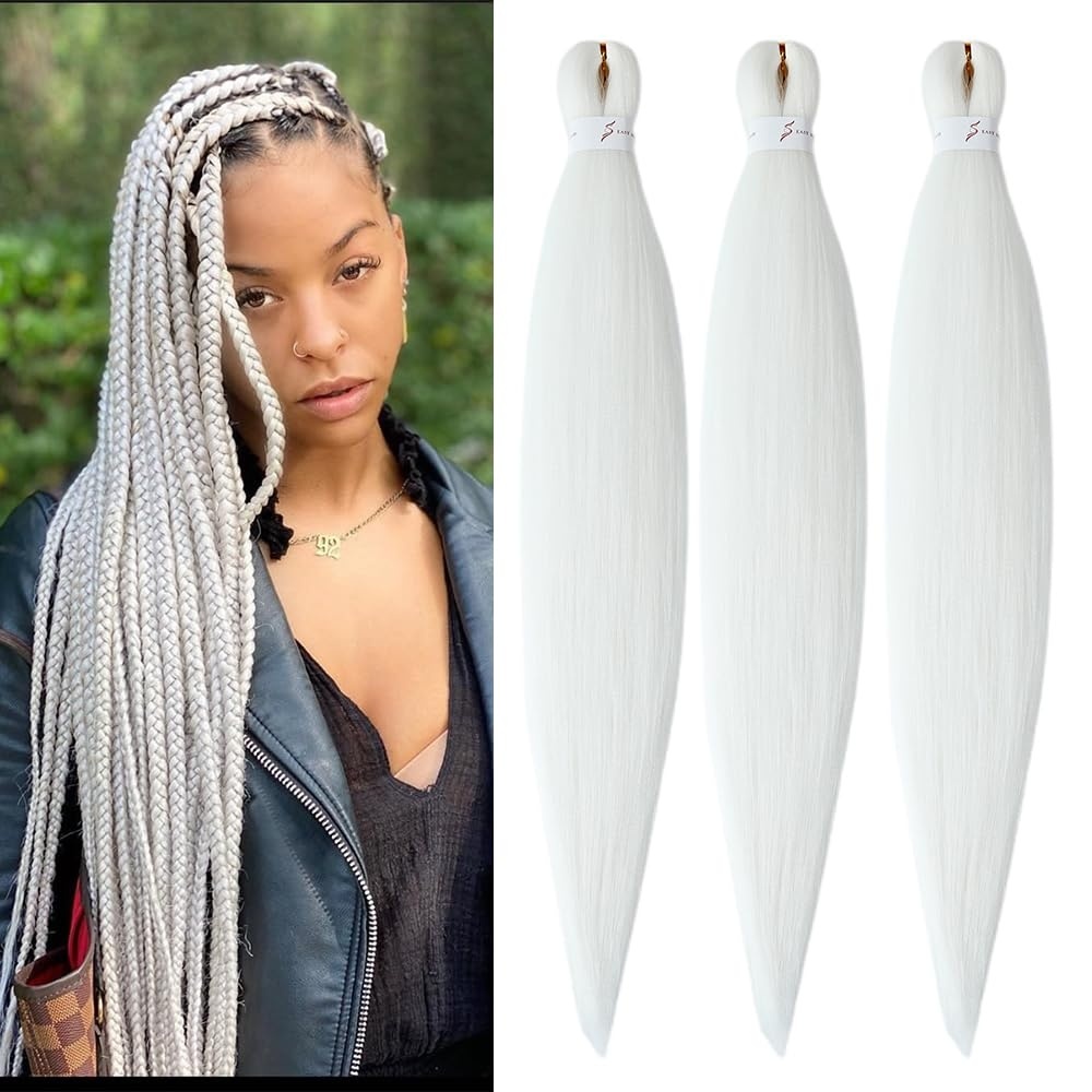 image:imageBraiding Hair Pre Stretched 24 inch 3 Packs Professional Yaki Synthetic Hot Water Easy To Install Hair for Braiding 1B2760