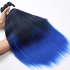 Braiding Hair Pre Stretched 24 inch 3 Packs Professional Yaki Synthetic Hot Water Easy To Install Hair for Braiding (1B/27#)(1B/Blue)