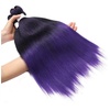 Braiding Hair Pre Stretched 24 inch 3 Packs Professional Yaki Synthetic Hot Water Easy To Install Hair for Braiding (1B/27#)(1B/Purple)