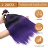 Braiding Hair Pre Stretched 24 inch 3 Packs Professional Yaki Synthetic Hot Water Easy To Install Hair for Braiding (1B/27#)(1B/Purple)