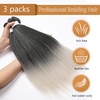 Braiding Hair Pre Stretched 24 inch 3 Packs Professional Yaki Synthetic Hot Water Easy To Install Hair for Braiding (1B/27#)(1B/Silver)