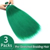 Braiding Hair Pre Stretched 24 inch 3 Packs Professional Yaki Synthetic Hot Water Easy To Install Hair for Braiding (1B/27#)(Green)