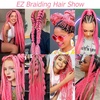 Braiding Hair Pre Stretched 24 inch 3 Packs Professional Yaki Synthetic Hot Water Easy To Install Hair for Braiding (1B/27#)(Pink)