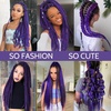 Braiding Hair Pre Stretched 24 inch 3 Packs Professional Yaki Synthetic Hot Water Easy To Install Hair for Braiding (1B/27#)(Purple)