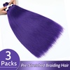 Braiding Hair Pre Stretched 24 inch 3 Packs Professional Yaki Synthetic Hot Water Easy To Install Hair for Braiding (1B/27#)(Purple)