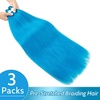 Braiding Hair Pre Stretched 24 inch 3 Packs Professional Yaki Synthetic Hot Water Easy To Install Hair for Braiding (1B/27#)(SkyBlue)