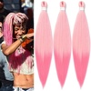 Braiding Hair Pre Stretched 24 inch 3 Packs Professional Yaki Synthetic Hot Water Easy To Install Hair for Braiding (1B/27#)(613Pink)