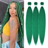 Braiding Hair Pre Stretched 24 inch 3 Packs Professional Yaki Synthetic Hot Water Easy To Install Hair for Braiding (1B/27#)(Green)