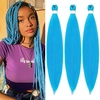 Braiding Hair Pre Stretched 24 inch 3 Packs Professional Yaki Synthetic Hot Water Easy To Install Hair for Braiding (1B/27#)(SkyBlue)