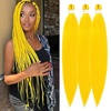 Braiding Hair Pre Stretched 24 inch 3 Packs Professional Yaki Synthetic Hot Water Easy To Install Hair for Braiding (1B/27#)(Yellow)